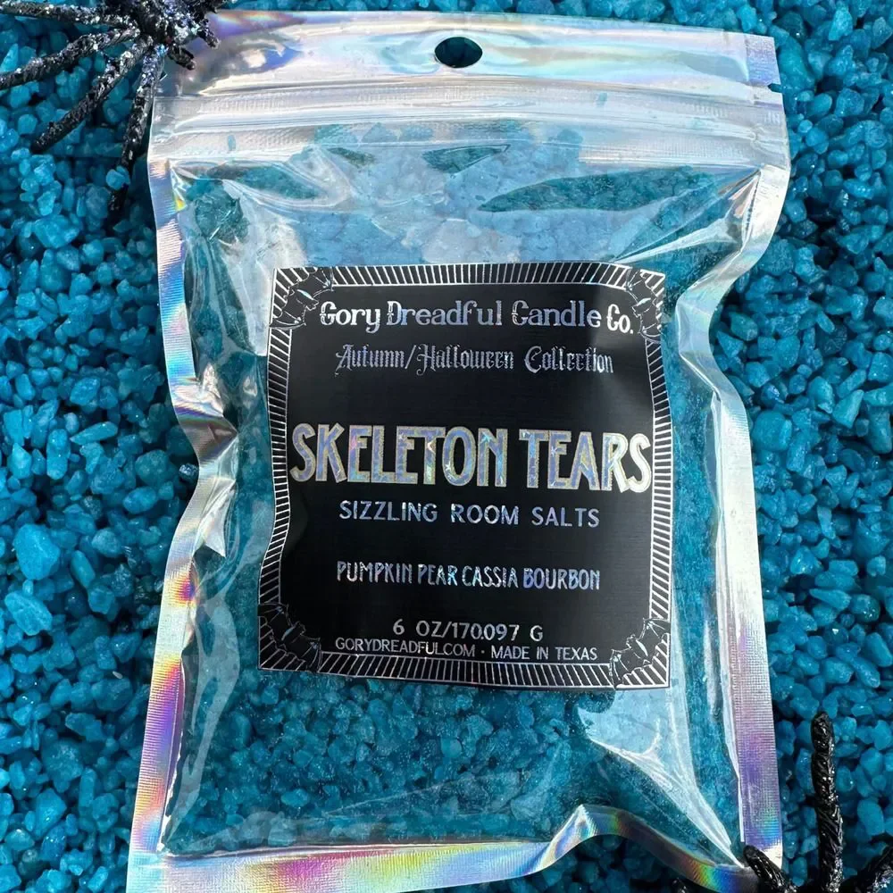 Skeleton Tears Sizzling Room Salt Crystal Potpourri: Pumpkin Pear Cassia Bourbon
